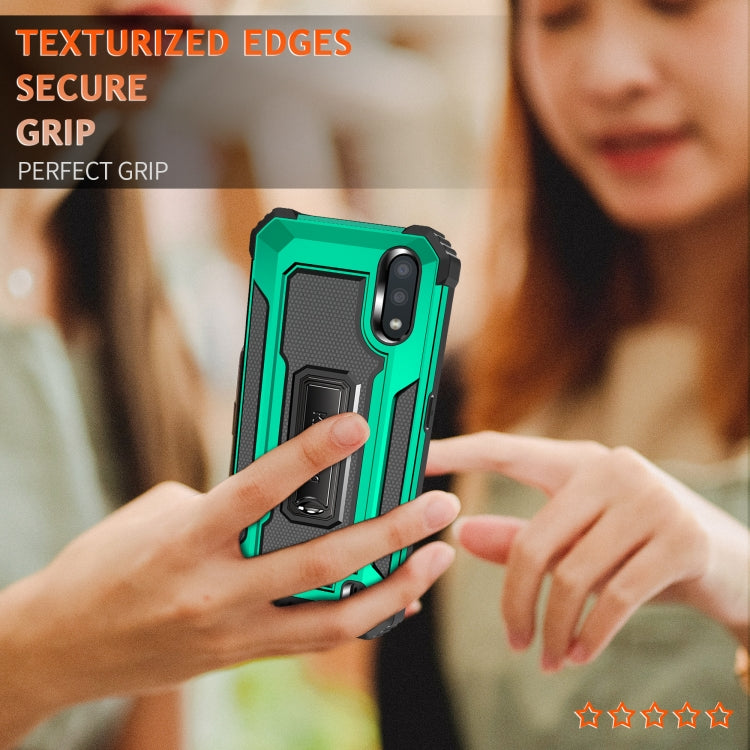 For Samsung Galaxy A01 (US Version) Knight Jazz PC+TPU Shockproof Protective Case with Foldable Holder