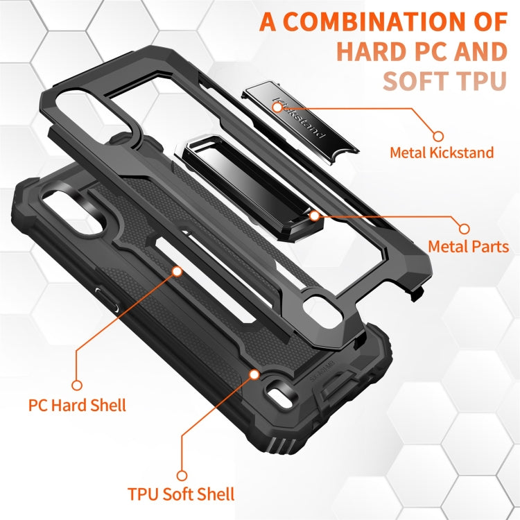 For Samsung Galaxy A01 (US Version) Knight Jazz PC+TPU Shockproof Protective Case with Foldable Holder
