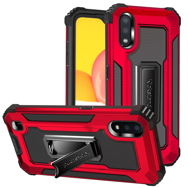 For Samsung Galaxy A01 (US Version) Knight Jazz PC+TPU Shockproof Protective Case with Foldable Holder