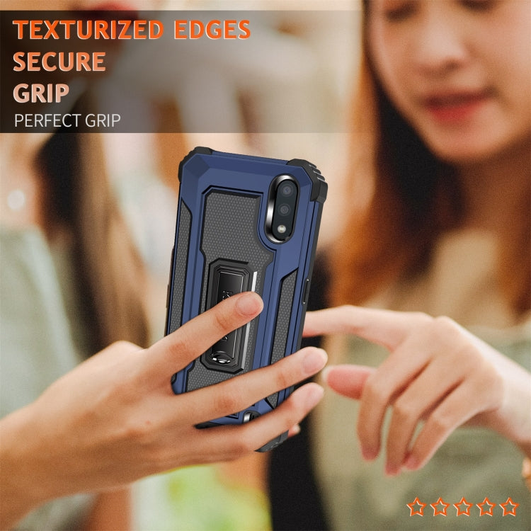 For Samsung Galaxy A01 (US Version) Knight Jazz PC+TPU Shockproof Protective Case with Foldable Holder
