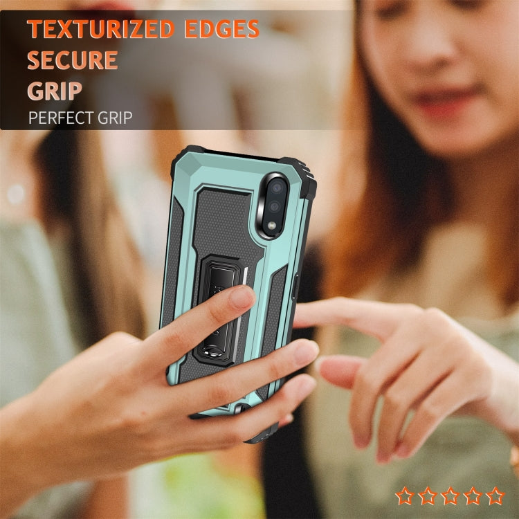 For Samsung Galaxy A01 (US Version) Knight Jazz PC+TPU Shockproof Protective Case with Foldable Holder