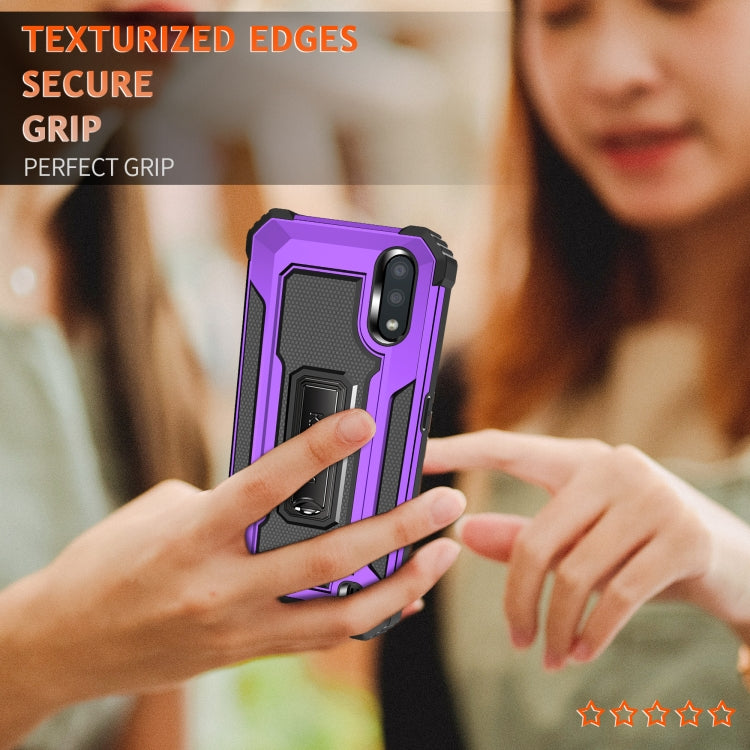 For Samsung Galaxy A01 (US Version) Knight Jazz PC+TPU Shockproof Protective Case with Foldable Holder