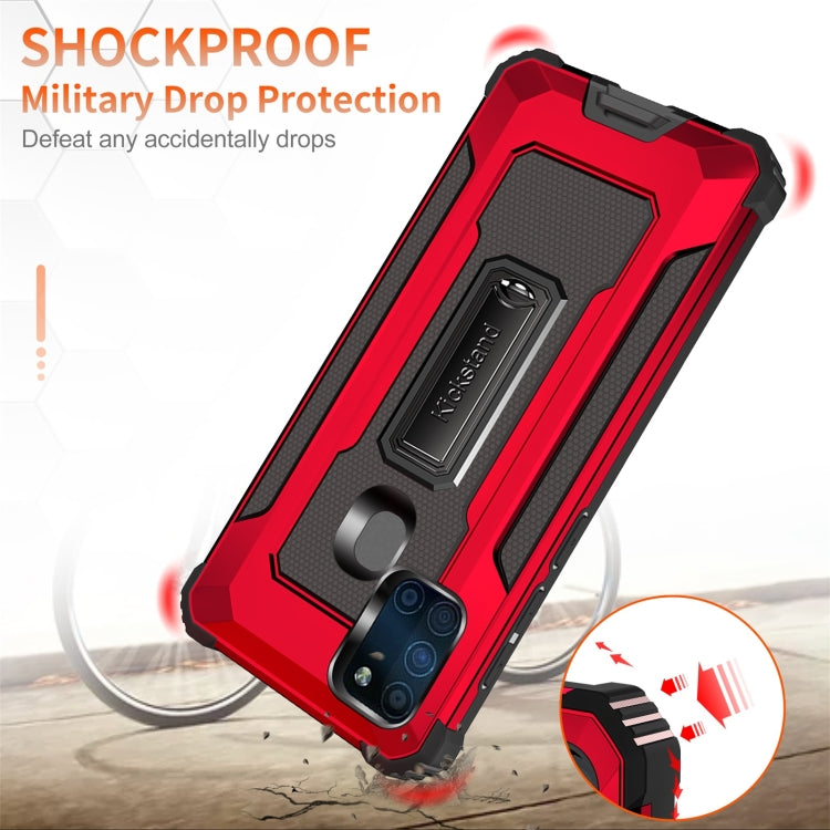 For Samsung Galaxy A21s Knight Jazz PC+TPU Shockproof Protective Case with Foldable Holder