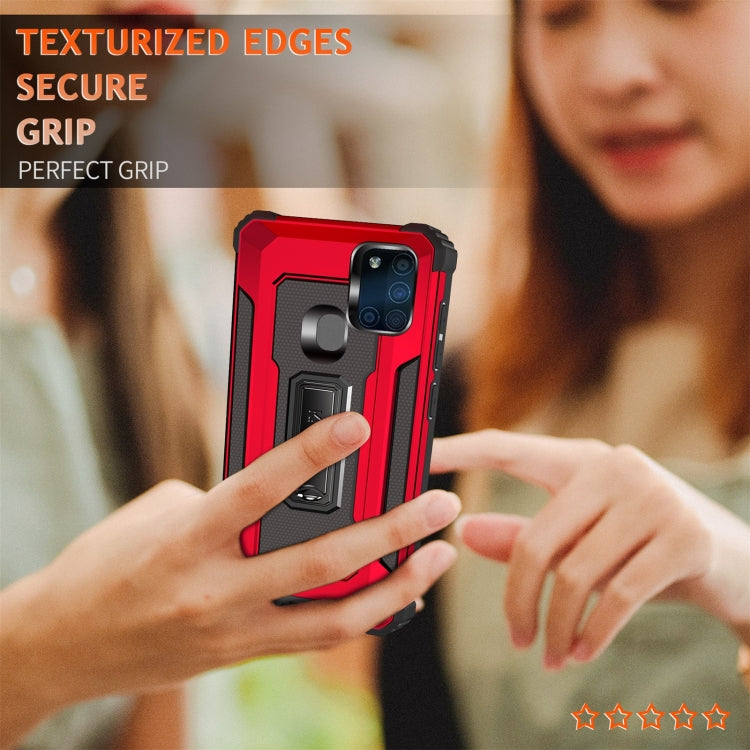 For Samsung Galaxy A21s Knight Jazz PC+TPU Shockproof Protective Case with Foldable Holder