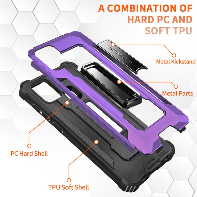 For Samsung Galaxy A21s Knight Jazz PC+TPU Shockproof Protective Case with Foldable Holder