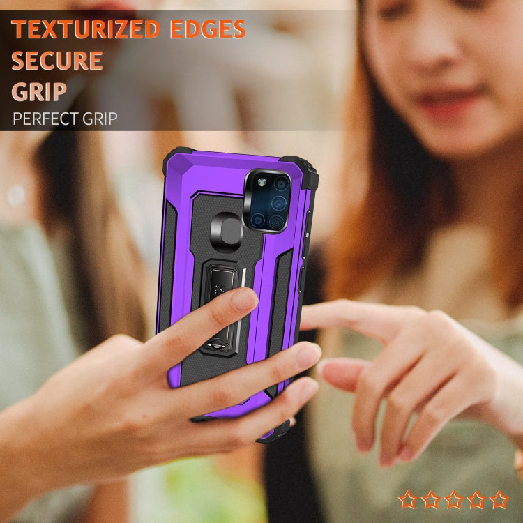 For Samsung Galaxy A21s Knight Jazz PC+TPU Shockproof Protective Case with Foldable Holder
