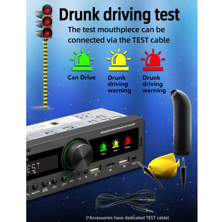 SWM-80E DC12V Car MP3 Support FM / AM & Bluetooth & Mobile Phone Voice Assistant & Drunk Driving Test Function