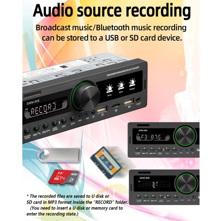 SWM-80E DC12V Car MP3 Support FM / AM & Bluetooth & Mobile Phone Voice Assistant & Drunk Driving Test Function