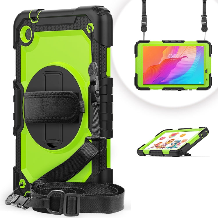 For Huawei MatePad T8 Shockproof Colorful Silicone + PC Protective Case with Holder & Shoulder Strap & Hand Strap