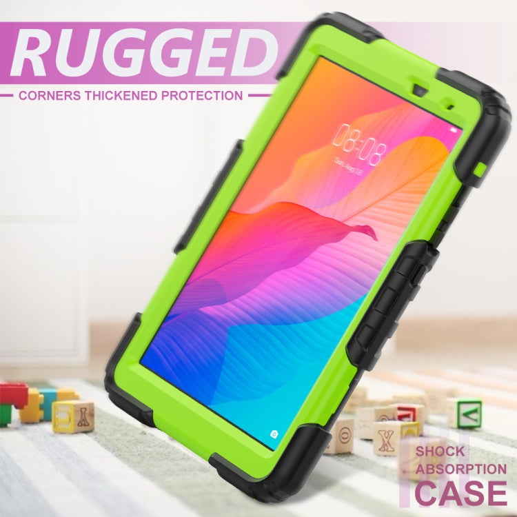For Huawei MatePad T8 Shockproof Colorful Silicone + PC Protective Case with Holder & Shoulder Strap & Hand Strap