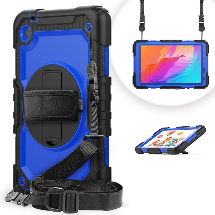 For Huawei MatePad T8 Shockproof Colorful Silicone + PC Protective Case with Holder & Shoulder Strap & Hand Strap