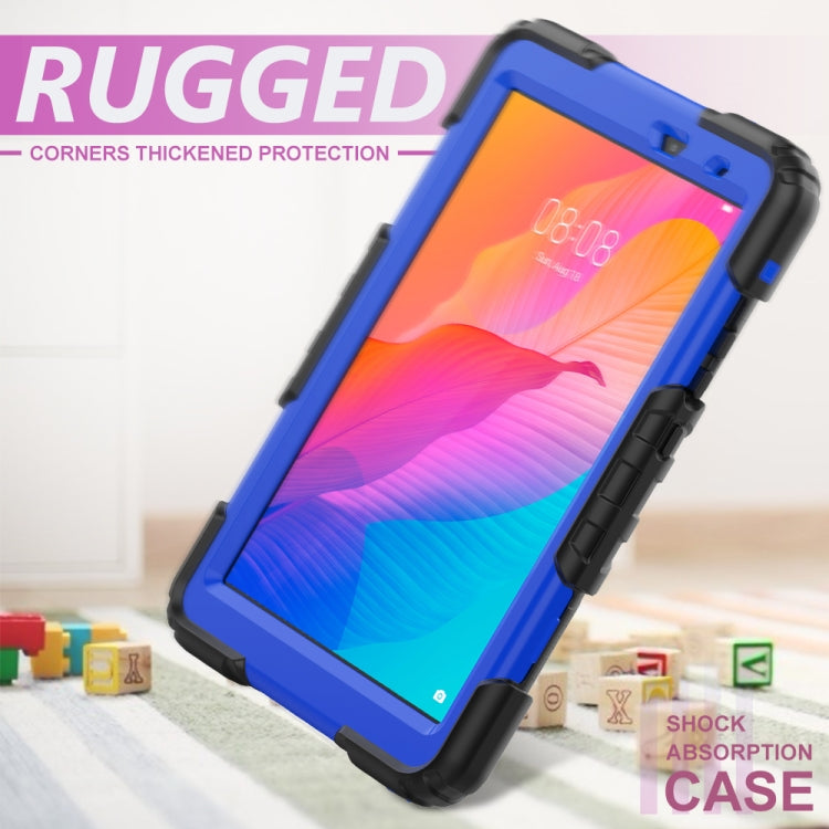 For Huawei MatePad T8 Shockproof Colorful Silicone + PC Protective Case with Holder & Shoulder Strap & Hand Strap