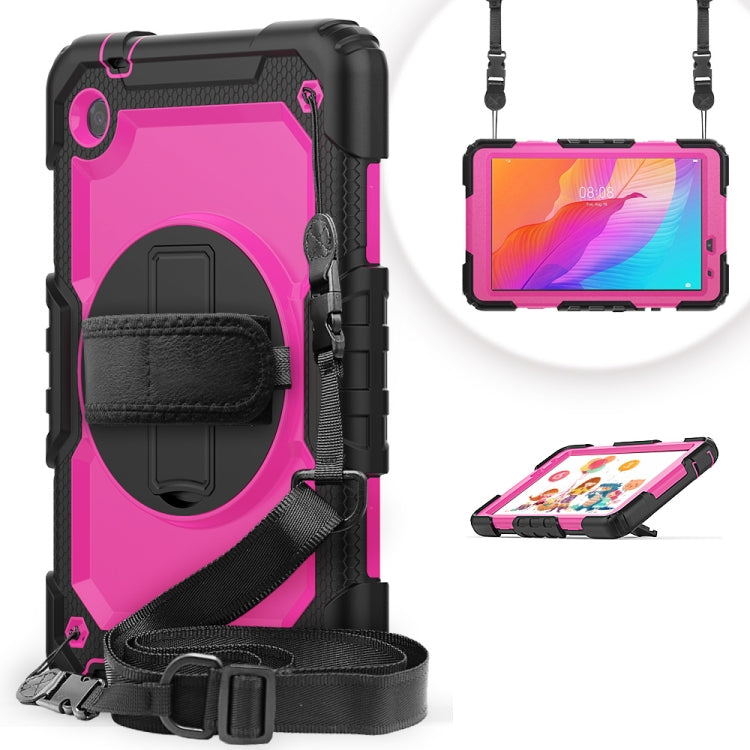 For Huawei MatePad T8 Shockproof Colorful Silicone + PC Protective Case with Holder & Shoulder Strap & Hand Strap