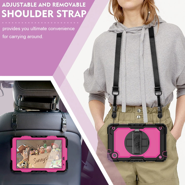 For Huawei MatePad T8 Shockproof Colorful Silicone + PC Protective Case with Holder & Shoulder Strap & Hand Strap