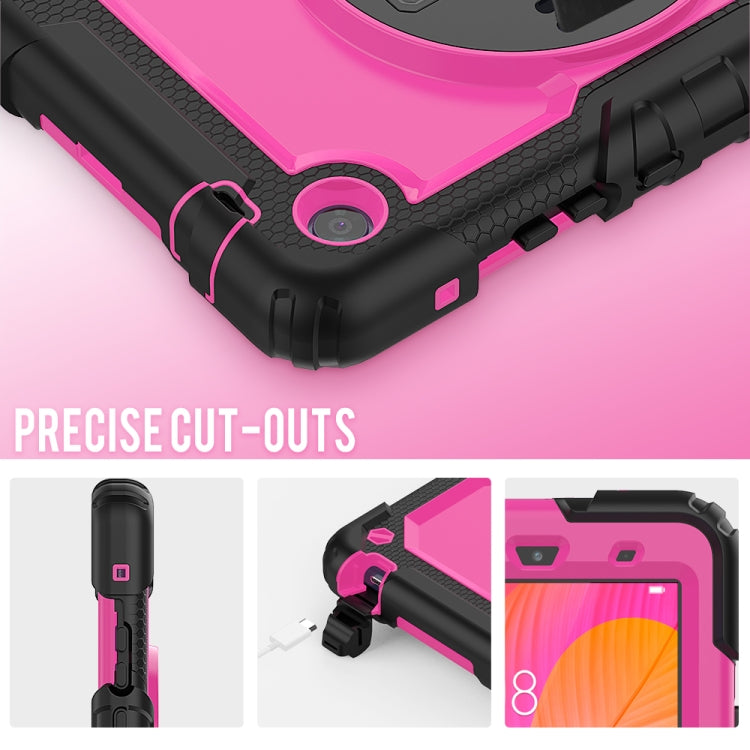 For Huawei MatePad T8 Shockproof Colorful Silicone + PC Protective Case with Holder & Shoulder Strap & Hand Strap