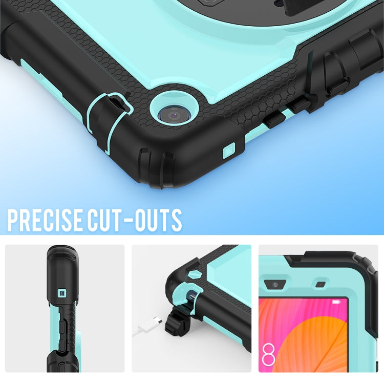 For Huawei MatePad T8 Shockproof Colorful Silicone + PC Protective Case with Holder & Shoulder Strap & Hand Strap
