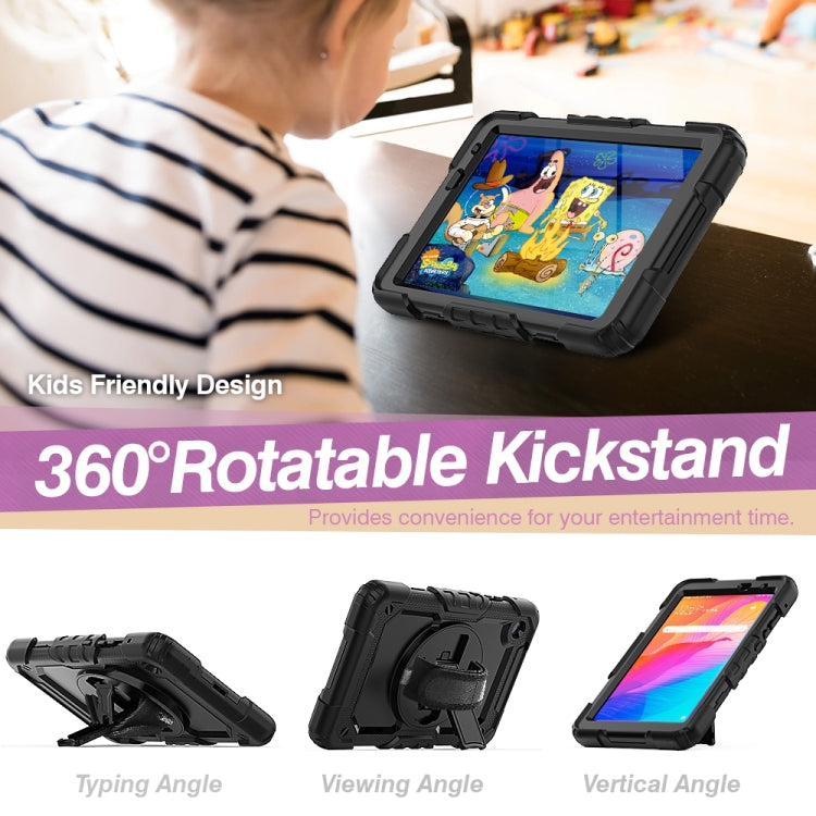 For Huawei MatePad T8 Shockproof Colorful Silicone + PC Protective Case with Holder & Shoulder Strap & Hand Strap