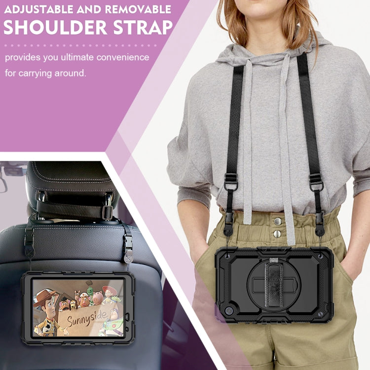 For Huawei MatePad T8 Shockproof Colorful Silicone + PC Protective Case with Holder & Shoulder Strap & Hand Strap