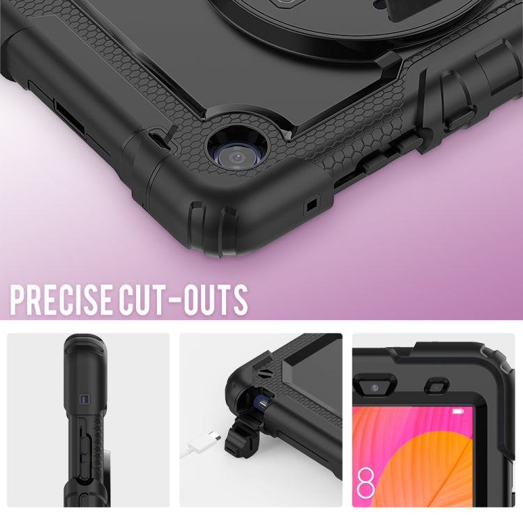 For Huawei MatePad T8 Shockproof Colorful Silicone + PC Protective Case with Holder & Shoulder Strap & Hand Strap