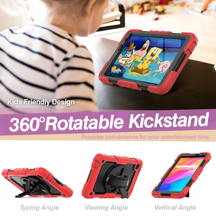 For Huawei MatePad T8 Shockproof Colorful Silicone + PC Protective Case with Holder & Shoulder Strap & Hand Strap