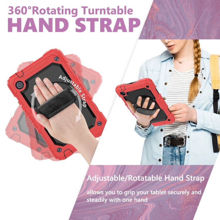 For Huawei MatePad T8 Shockproof Colorful Silicone + PC Protective Case with Holder & Shoulder Strap & Hand Strap