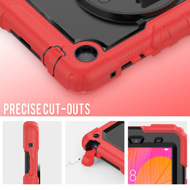 For Huawei MatePad T8 Shockproof Colorful Silicone + PC Protective Case with Holder & Shoulder Strap & Hand Strap