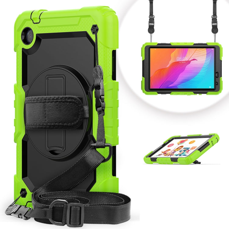 For Huawei MatePad T8 Shockproof Colorful Silicone + PC Protective Case with Holder & Shoulder Strap & Hand Strap
