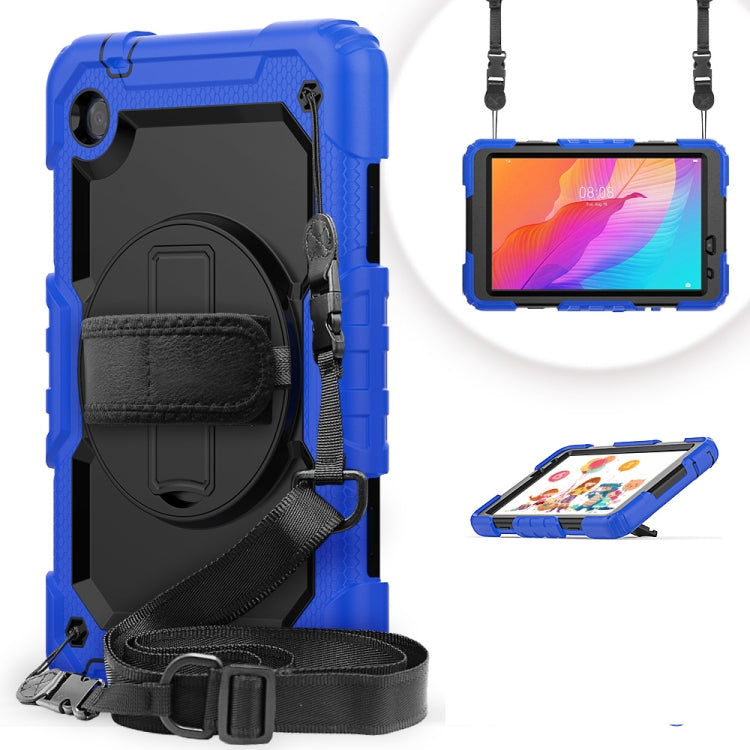 For Huawei MatePad T8 Shockproof Colorful Silicone + PC Protective Case with Holder & Shoulder Strap & Hand Strap