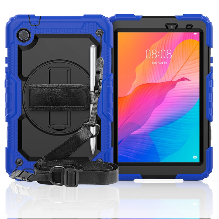 For Huawei MatePad T8 Shockproof Colorful Silicone + PC Protective Case with Holder & Shoulder Strap & Hand Strap