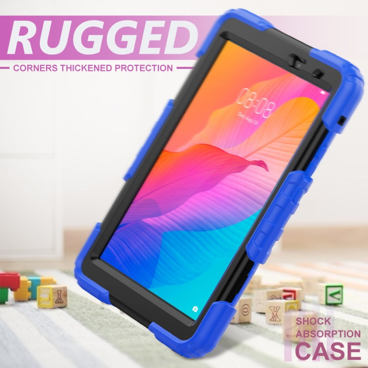 For Huawei MatePad T8 Shockproof Colorful Silicone + PC Protective Case with Holder & Shoulder Strap & Hand Strap
