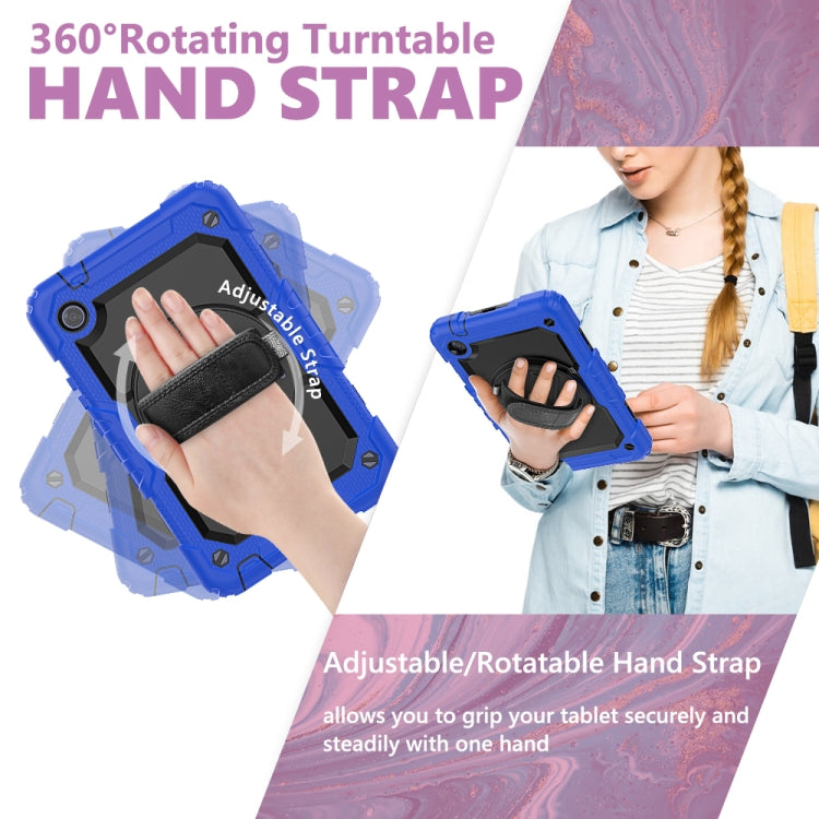 For Huawei MatePad T8 Shockproof Colorful Silicone + PC Protective Case with Holder & Shoulder Strap & Hand Strap