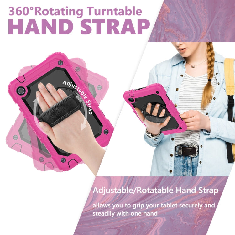 For Huawei MatePad T8 Shockproof Colorful Silicone + PC Protective Case with Holder & Shoulder Strap & Hand Strap