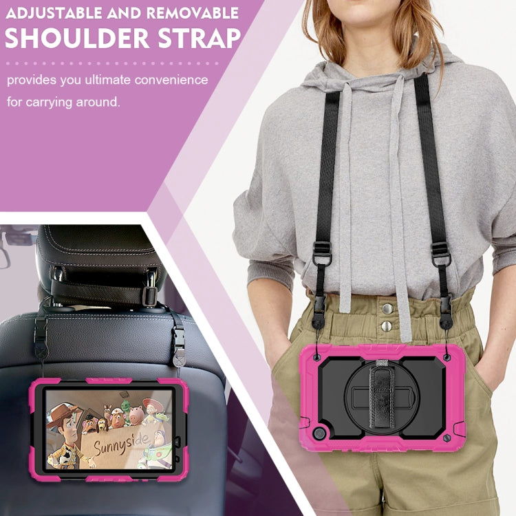 For Huawei MatePad T8 Shockproof Colorful Silicone + PC Protective Case with Holder & Shoulder Strap & Hand Strap