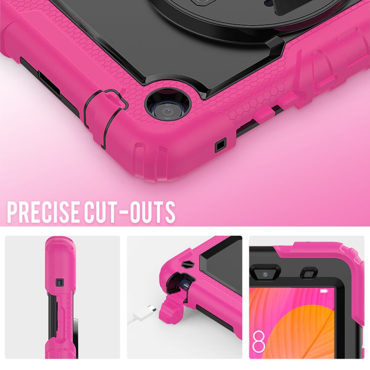 For Huawei MatePad T8 Shockproof Colorful Silicone + PC Protective Case with Holder & Shoulder Strap & Hand Strap