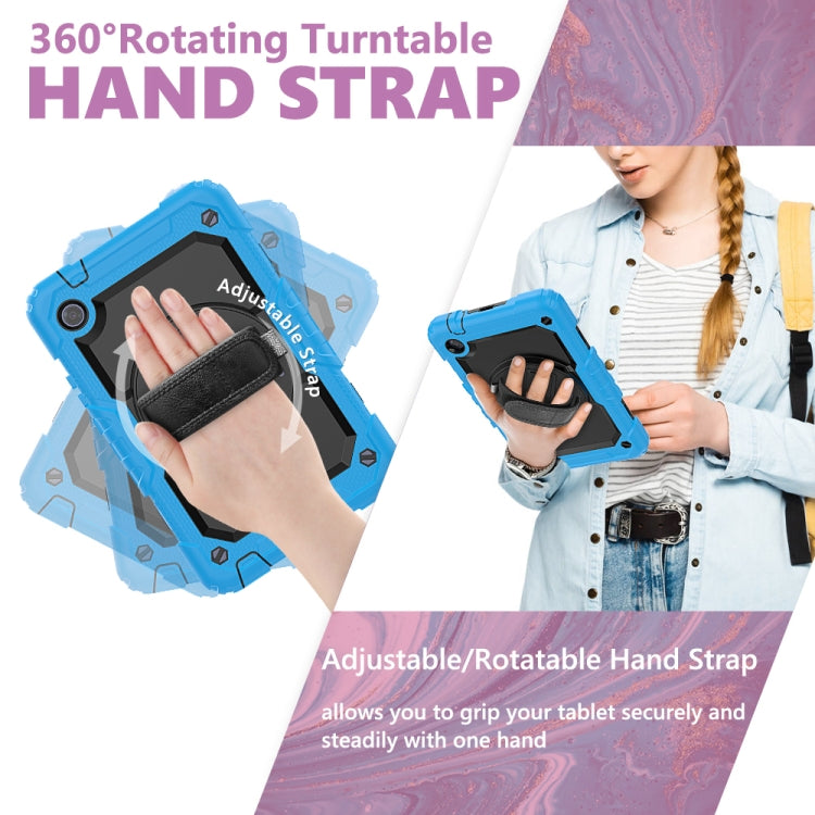 For Huawei MatePad T8 Shockproof Colorful Silicone + PC Protective Case with Holder & Shoulder Strap & Hand Strap