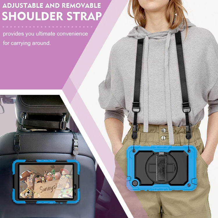 For Huawei MatePad T8 Shockproof Colorful Silicone + PC Protective Case with Holder & Shoulder Strap & Hand Strap