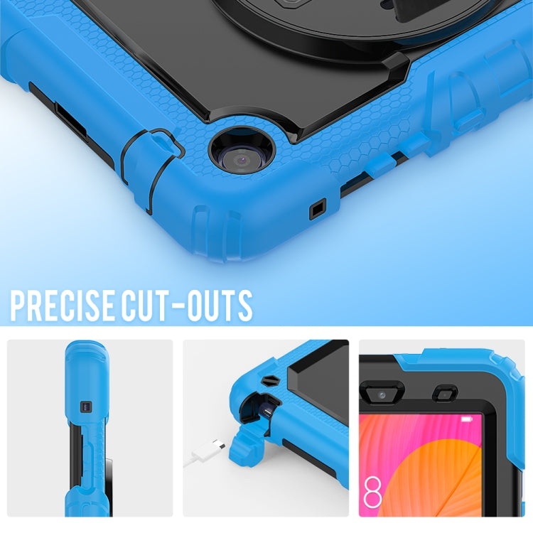 For Huawei MatePad T8 Shockproof Colorful Silicone + PC Protective Case with Holder & Shoulder Strap & Hand Strap