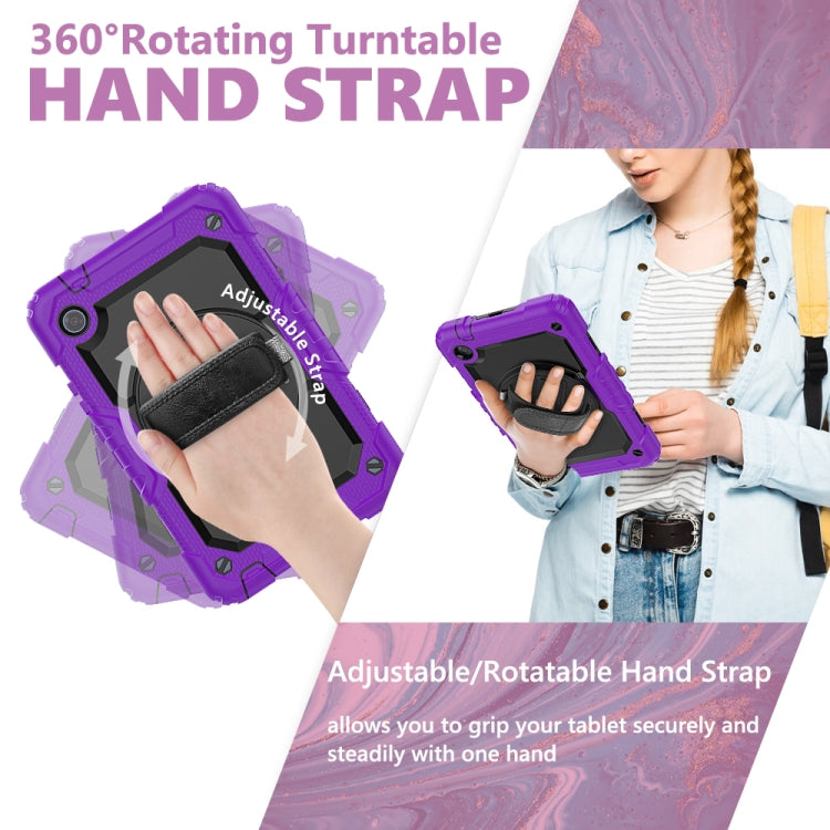 For Huawei MatePad T8 Shockproof Colorful Silicone + PC Protective Case with Holder & Shoulder Strap & Hand Strap