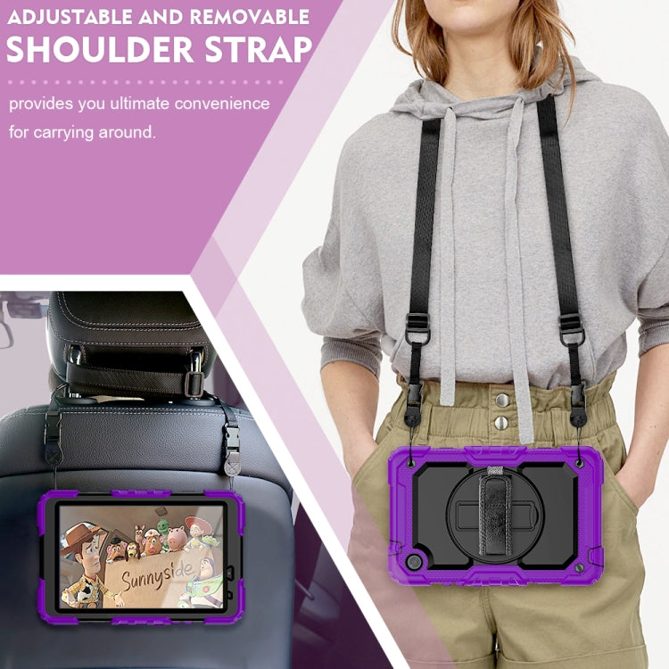 For Huawei MatePad T8 Shockproof Colorful Silicone + PC Protective Case with Holder & Shoulder Strap & Hand Strap