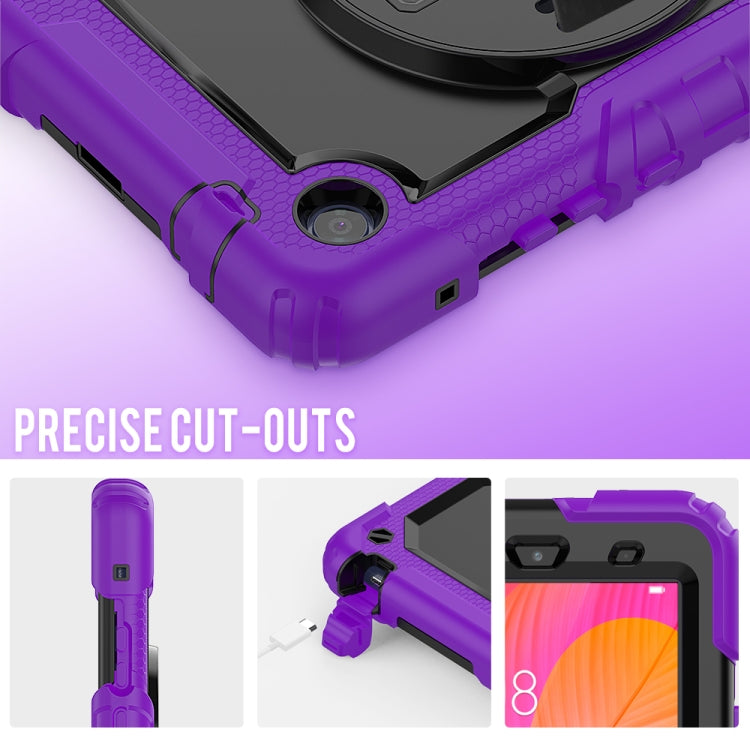 For Huawei MatePad T8 Shockproof Colorful Silicone + PC Protective Case with Holder & Shoulder Strap & Hand Strap