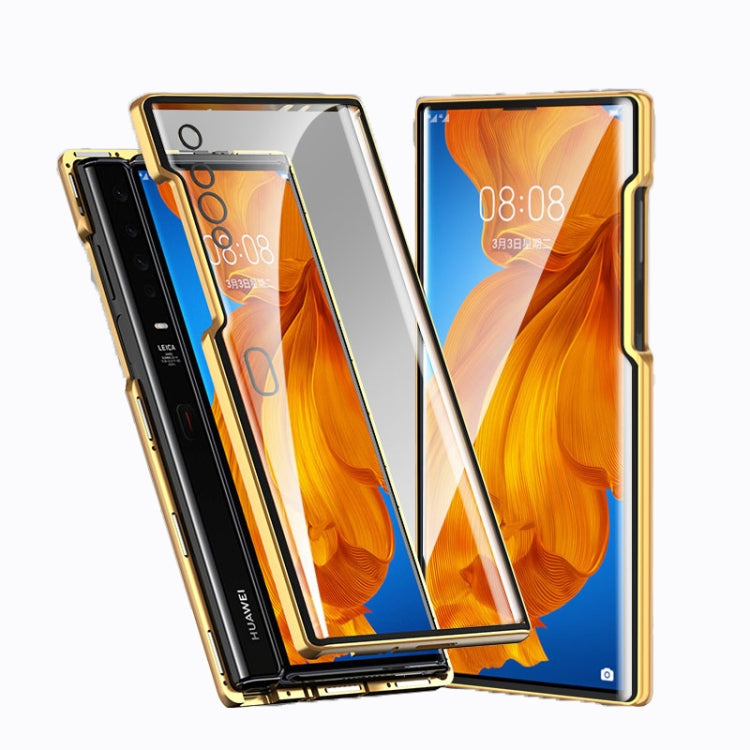 For Huawei Mate Xs Ultra Slim Double Sides Magnetic Adsorption Angular Frame Tempered Glass Magnet Flip Case