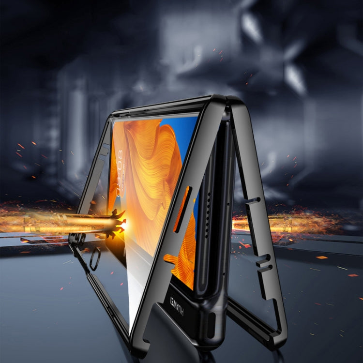 For Huawei Mate Xs Ultra Slim Double Sides Magnetic Adsorption Angular Frame Tempered Glass Magnet Flip Case