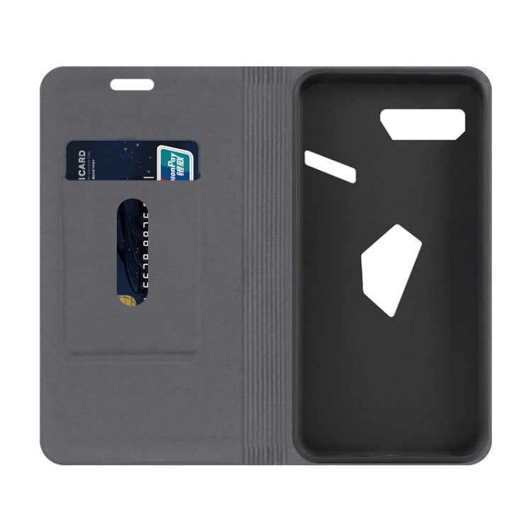 For Asus ROG Phone II ZS660KL Canvas Three-color Stitching Business Horizontal Flip Leather Case with Holder & Card Slot