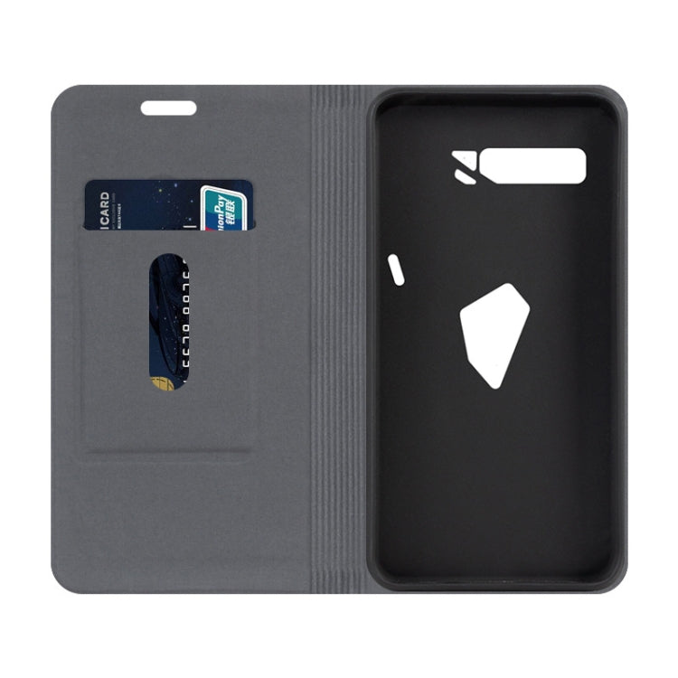 For Asus ROG Phone 3 Strix Canvas Three-color Stitching Business Horizontal Flip Leather Case with Holder & Card Slot