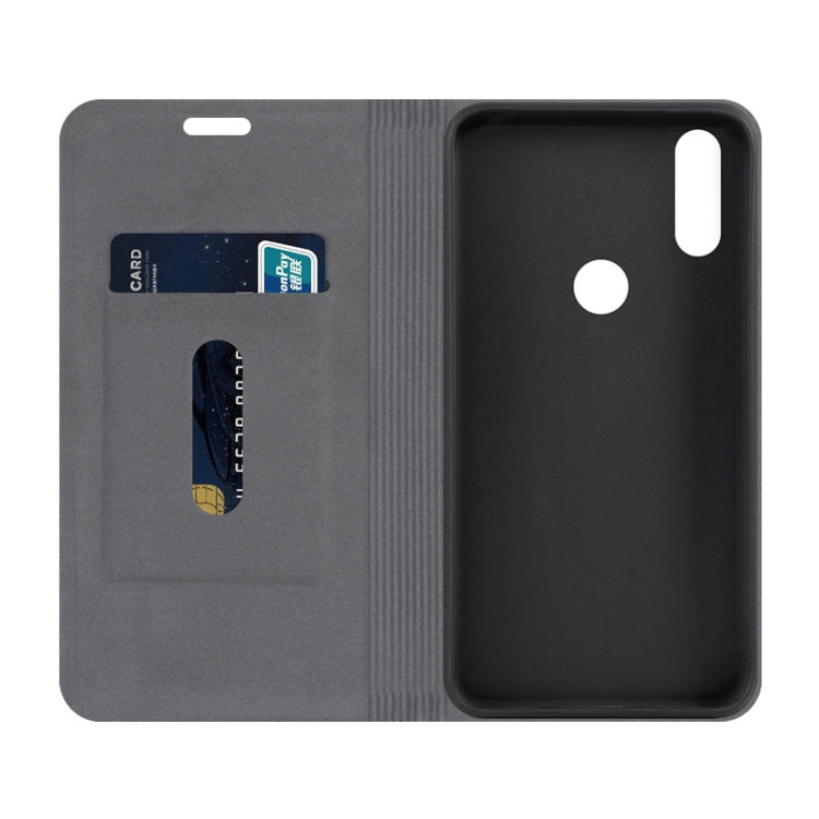 For Asus Zenfone Max Shot ZB634KL Canvas Three-color Stitching Business Horizontal Flip Leather Case with Holder & Card Slot