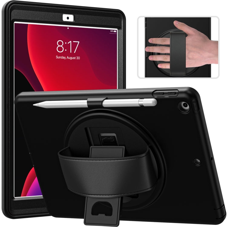 For iPad 10.2 2021 / 2020 / 2019 360 Degree Rotation PC + TPU Protective Case with Holder & Hand-strap & Pen Slot