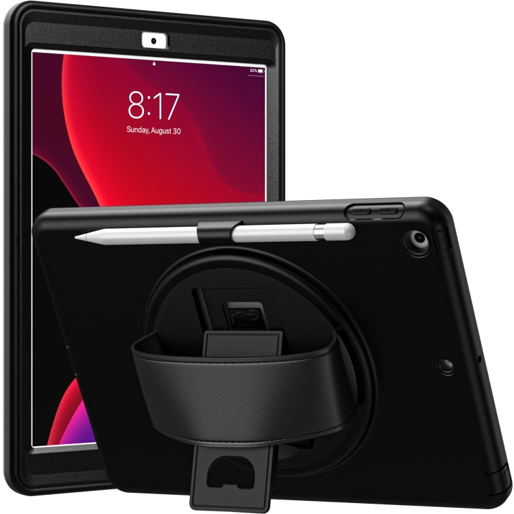 For iPad 10.2 2021 / 2020 / 2019 360 Degree Rotation PC + TPU Protective Case with Holder & Hand-strap & Pen Slot
