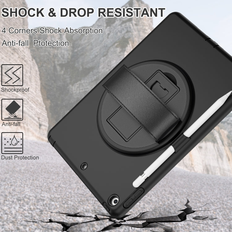 For iPad 10.2 2021 / 2020 / 2019 360 Degree Rotation PC + TPU Protective Case with Holder & Hand-strap & Pen Slot