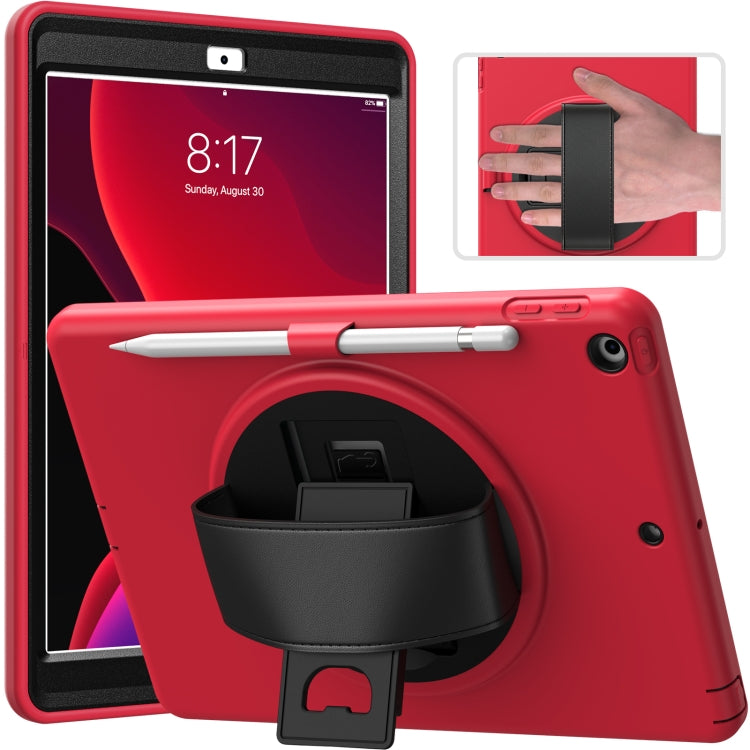 For iPad 10.2 2021 / 2020 / 2019 360 Degree Rotation PC + TPU Protective Case with Holder & Hand-strap & Pen Slot