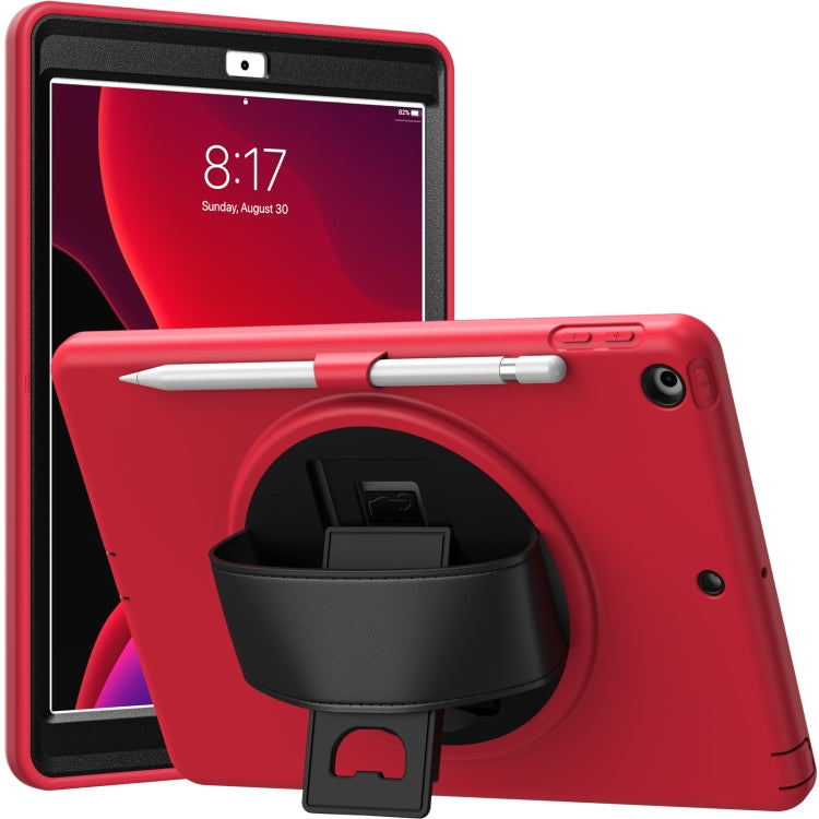 For iPad 10.2 2021 / 2020 / 2019 360 Degree Rotation PC + TPU Protective Case with Holder & Hand-strap & Pen Slot